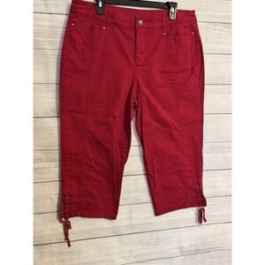 Style & Co Women's Red Cropped Pants Size 14 Rhinestone VGC